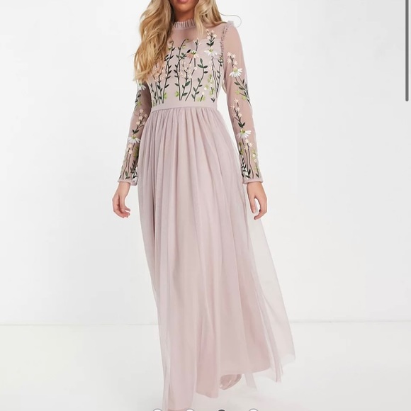 Asos Frock and Frill Prom/Bridesmaid Dress in Dusty Mauve - Picture 1 of 2